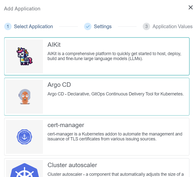 Select AIKit Application