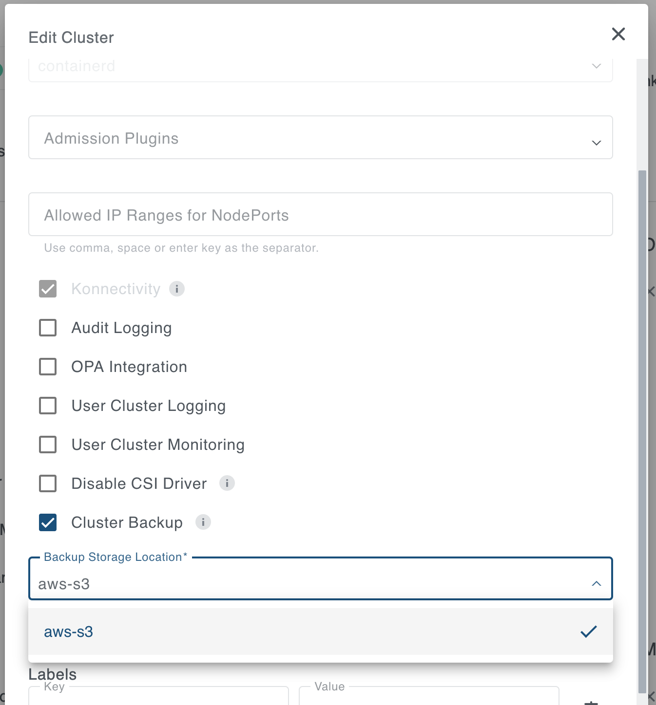 Edit Existing Cluster